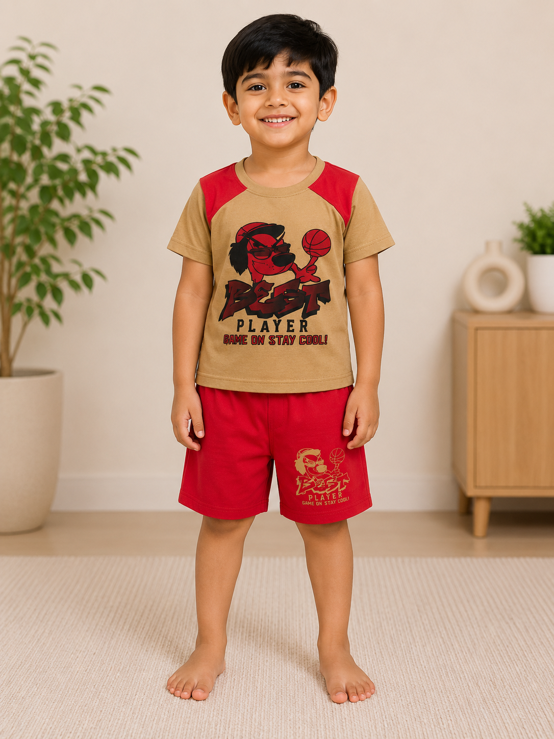 Beast Player Graphic T-Shirt & Shorts Set