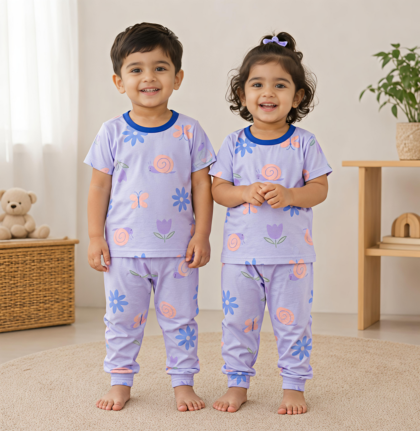 Lavender Garden Cotton Co-Ord Set for Kids