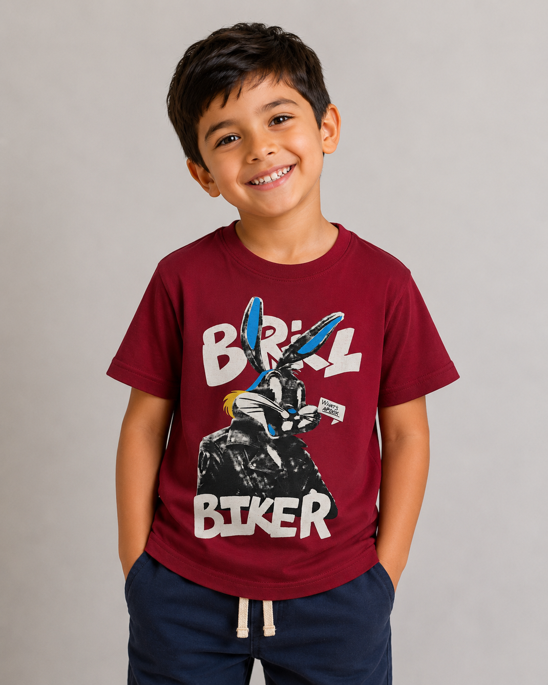Boys Bunny Rider Premium Cotton T-Shirt