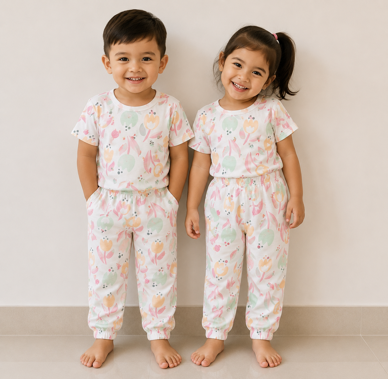 Kids Pastel Floral Print Co-Ord Set
