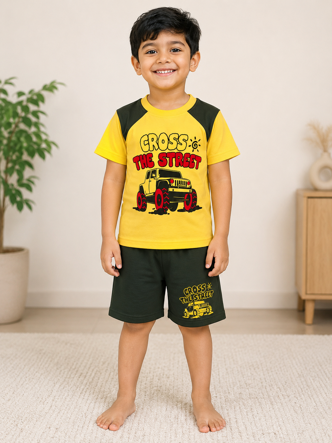 Cross The Street Jeep T-Shirt & Shorts Set