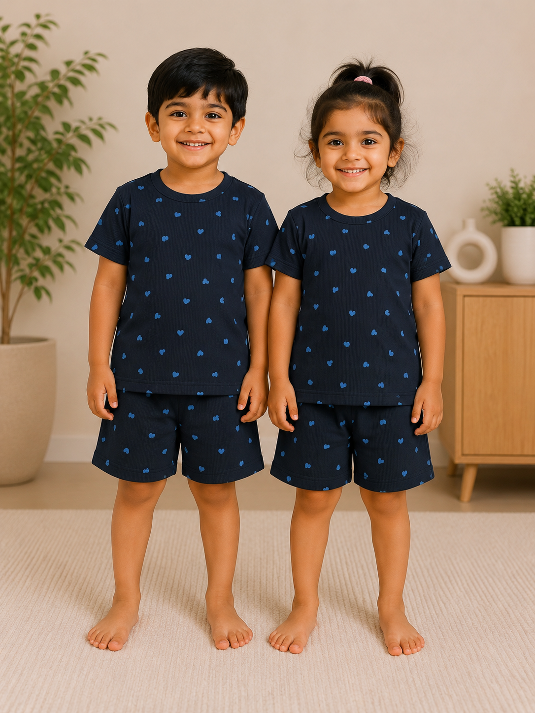 Navy Heart Print Co-Ord Set