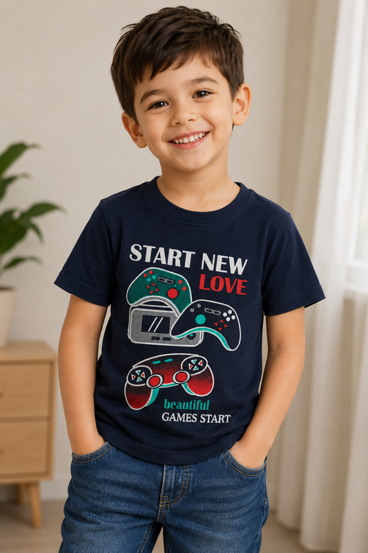 Boys Gaming Controller Graphic Printed T-Shirt