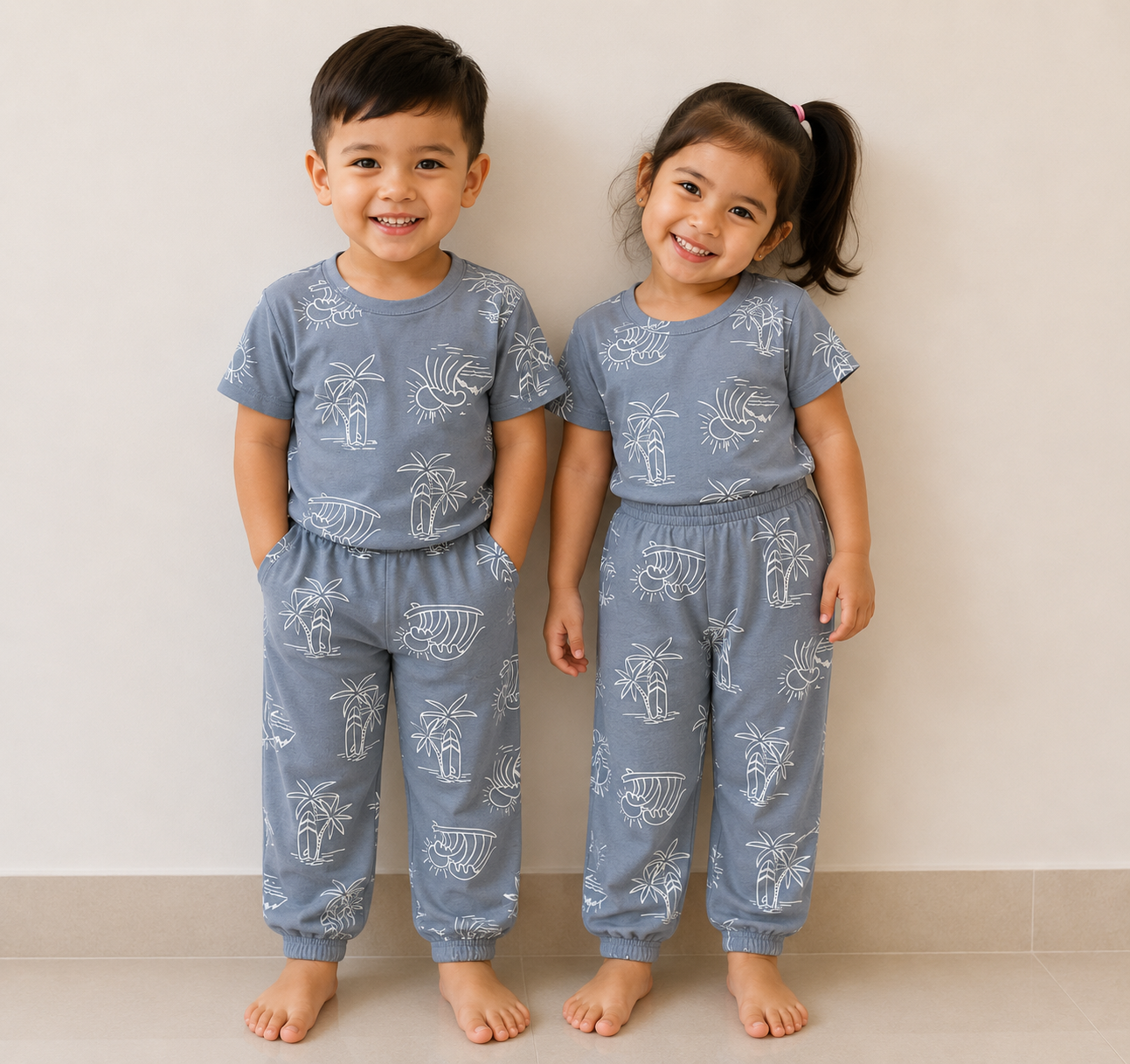 Kids Grey Tropical Print Co-Ord Set