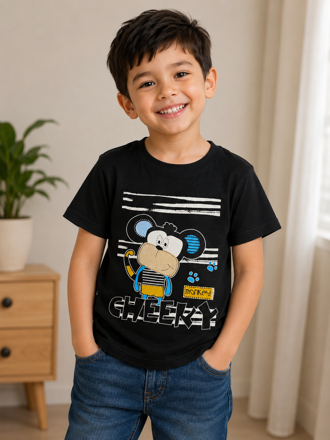 Boys Cheeky Monkey Graphic Printed T-Shirt