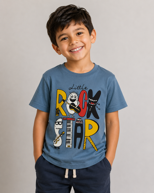 Boys Little Rockstar Printed Cotton T-Shirt